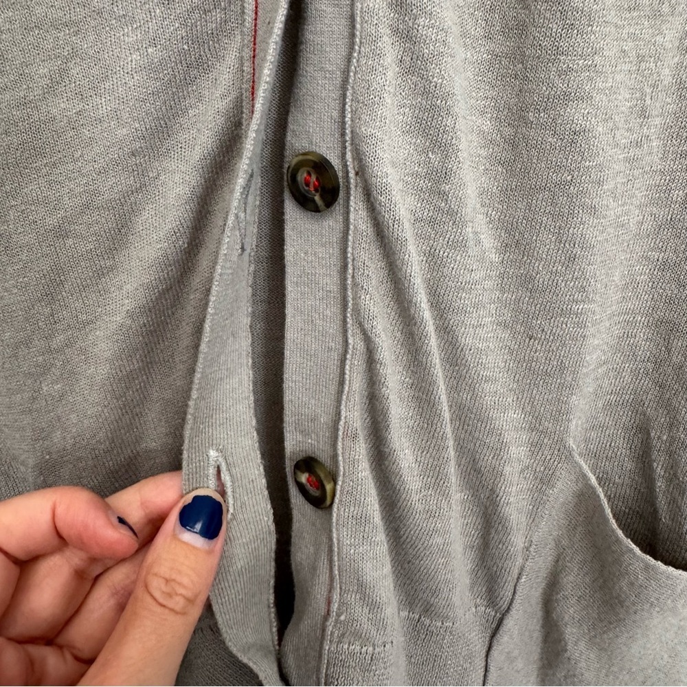 Anthropologie Moth Linen Blend Gray Button Front Cardigan Size Large - Picture 4 of 8